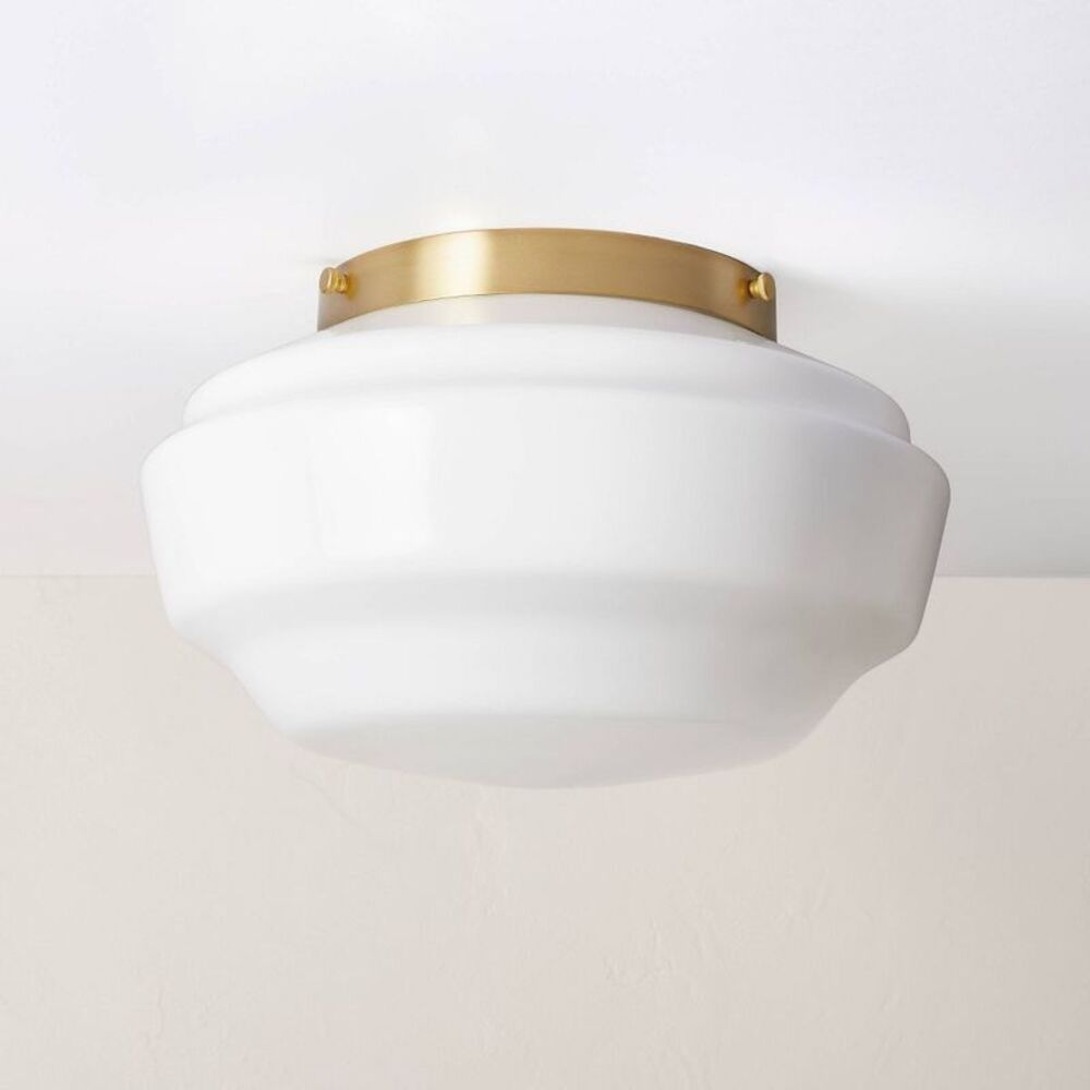 Milk Glass Flush Mount Ceiling Light Brass Finish - Hearth & Hand Magnolia